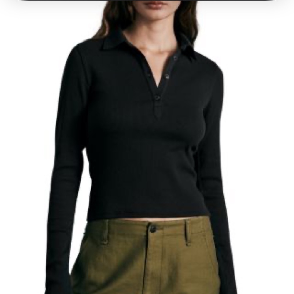Rag & Bone Black Essential Long Sleeve Top